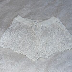 White Knit Swim Coverup Shorts